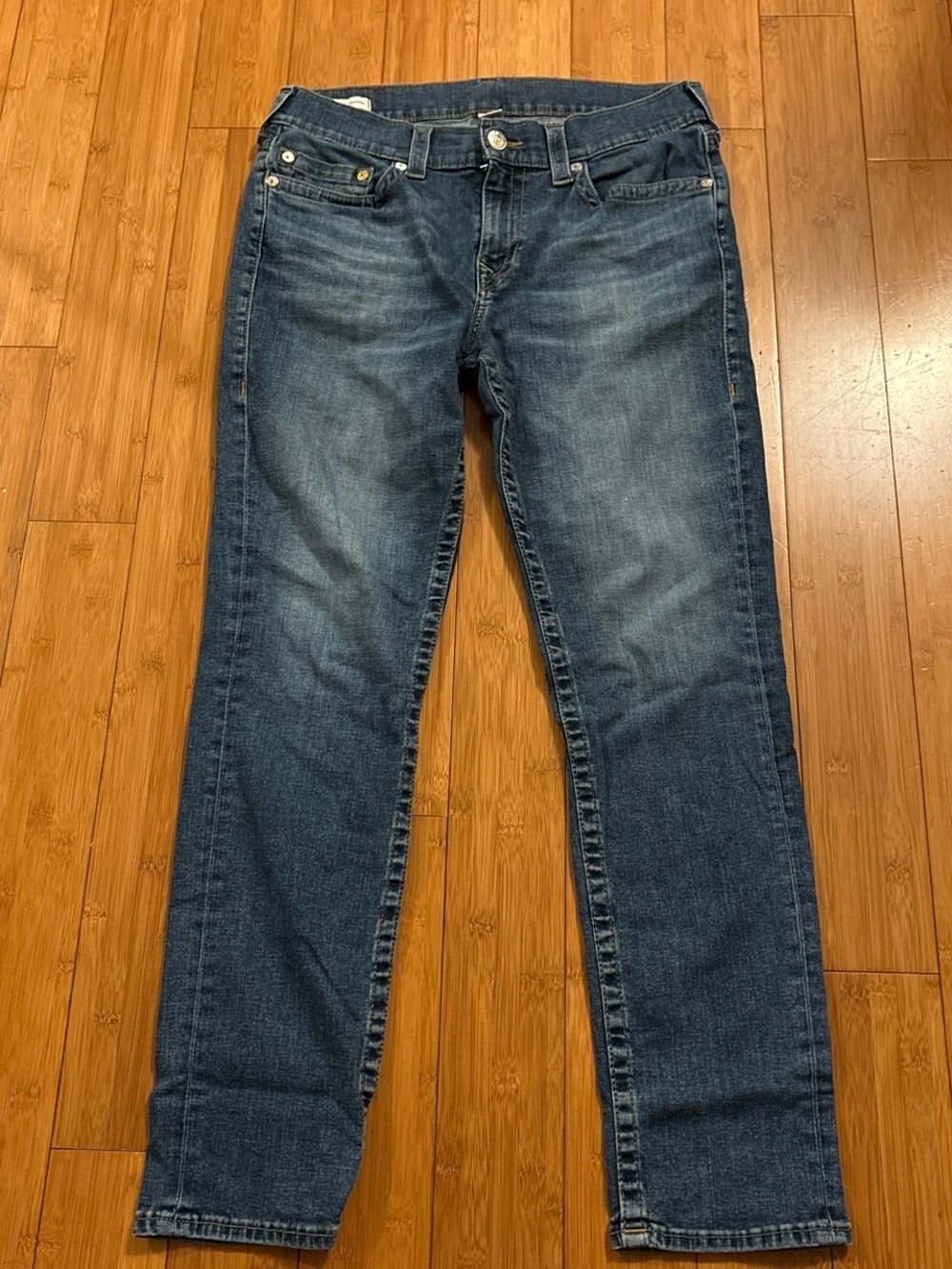 True Religion Men's Faded Blue Straight Jeans